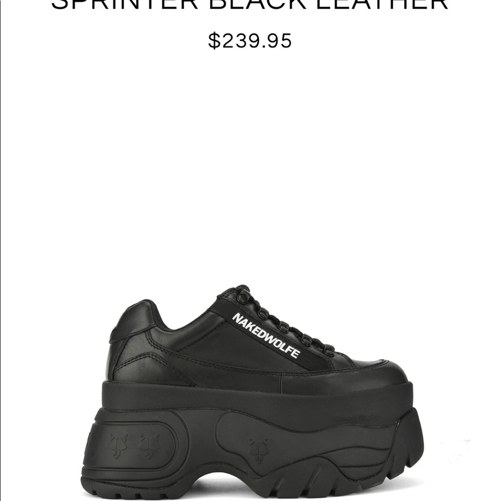 NWT Naked Wolfe Sprinter Black Leather Sneakers